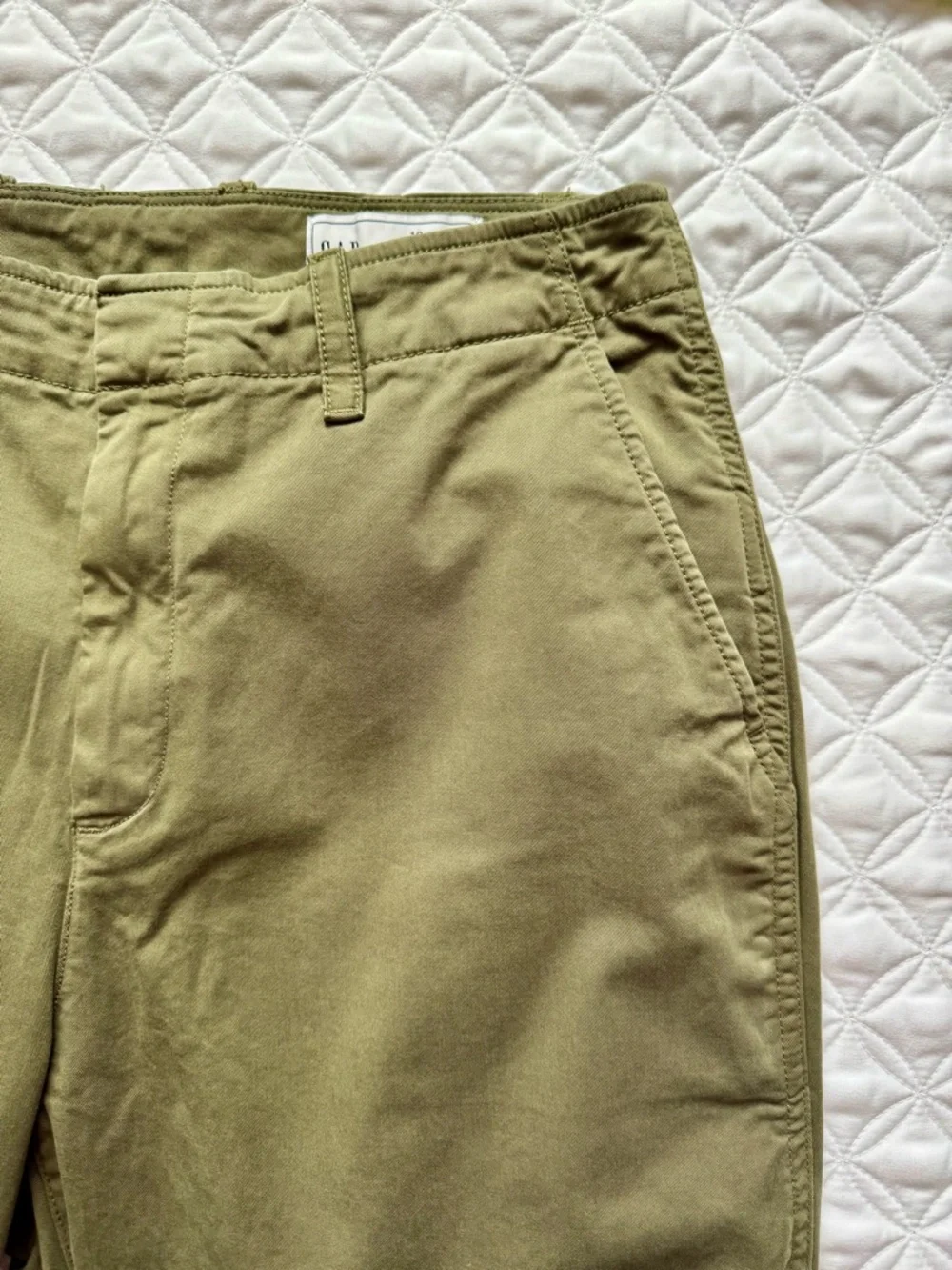 GAP Olive Green Downtown Khaki Ankle Cropped Straight Leg Chino Pants Size 10